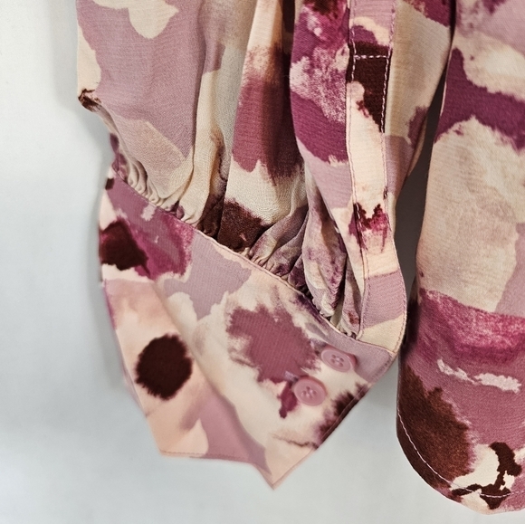 NORDSTROM Signature size Large floral pinks mauve long sleeved button-down NWT - Picture 7 of 10
